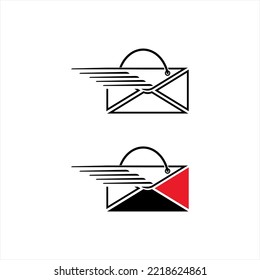 Envelope illustration vector logo design with fast concept.