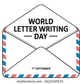 Envelope Illustration for World Letter Writing Day Vintage  Heartfelt Design