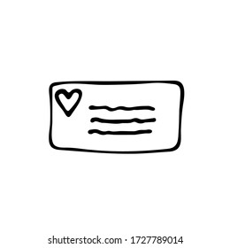 tarjetas de memoria manuscrita vectorial valentina carta de amor de día sobre fondo blanco
