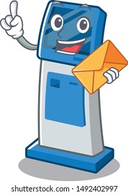 With envelope information digital kiosk with in cartoon shape