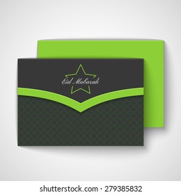 Envelope with islamic pattern for greeting with Eid Mubarak. Vector design