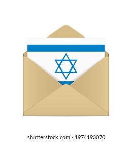 Envelope with Israel flag on a white background. Vector illustration.