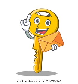 With envelope key character cartoon style vector illustration