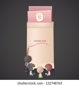 Envelope with kids. Collection of vector images illustration.