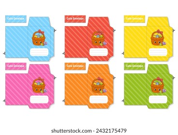 Envelope for kids and toddlers. For children. Vector illustration.