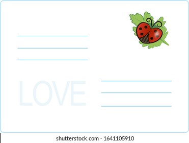 Envelope with a ladybug on a leaf