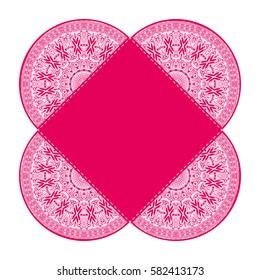 Envelope laser cut a mandala. Cut paper card with lace pattern. Wedding invitations, postcards and business cards templates. Decorative cards for laser cutting.