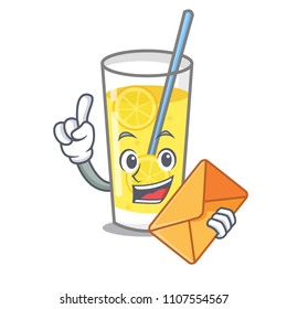 With envelope lemonade character cartoon style