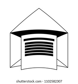 Envelope with letter in black and white