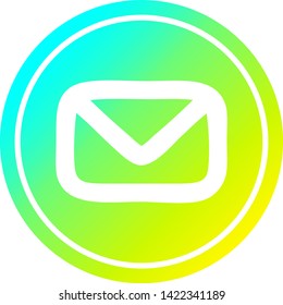 icono circular de carta de sobre con acabado degradado fresco