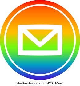 icono circular de carta de sobre con acabado degradado de arco iris