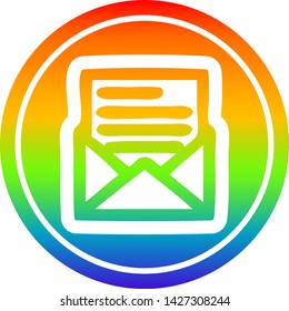 envelope letter circular icon with rainbow gradient finish