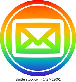 envelope letter circular icon with rainbow gradient finish