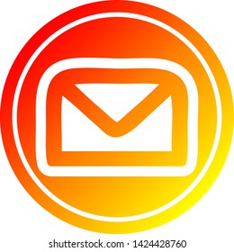 icono circular de carta de sobre con acabado degradado cálido