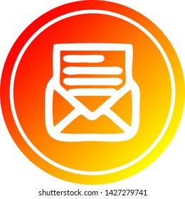 envelope letter circular icon with warm gradient finish