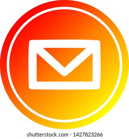 icono circular de carta de sobre con acabado degradado cálido
