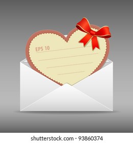 Envelope letter classic heart card valentine's day, vector illustration