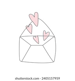  envelope letter continuous One  line drawing. Email message post letter send illustration sketch outline 
