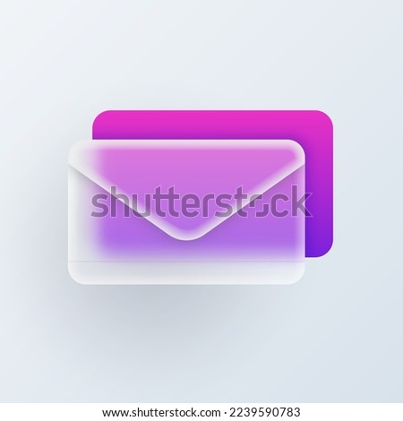 Envelope letter correspondence, glassmorphism 3D icon. Vector communication by mailing site, e-mail receive or send sign, media contact notification, mailing service