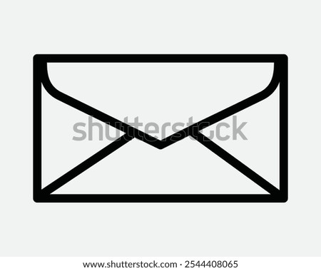 Envelope Letter Correspondence Mail Postage Postal Email Message Post Service Contact Newsletter Seal Icon Sign Shape Line Outline Black White Vector