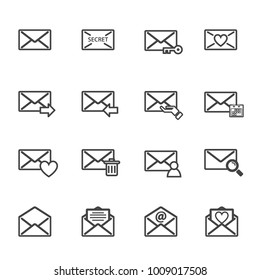 Envelope letter and e-mail vector icon set. Electronics and computer concept. Sign and symbol theme. illustration vector