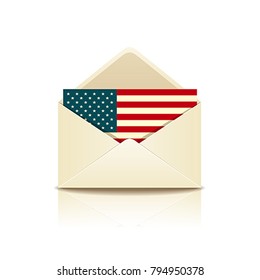Envelope letter flag of america, vector illustration