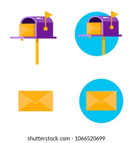 Envelope with letter. Flat vector cartoon illustration. Objects isolated on a white background. Vector illustration