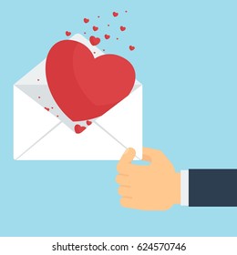 Envelope with letter. Flat vector cartoon illustration. Objects isolated on a white background.
