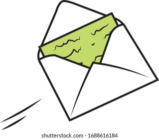 envelope with a letter flying