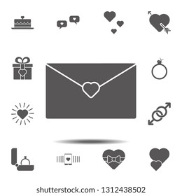 Envelope letter with heart icon. Simple glyph, flat vector element of valentines day icons set for UI and UX, website or mobile application