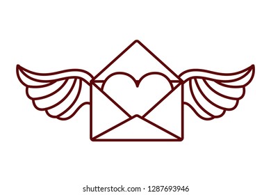 envelope of letter with heart isolated icon