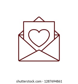 envelope of letter with heart isolated icon