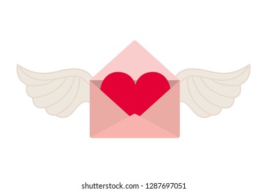 envelope of letter with heart isolated icon