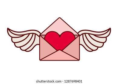 envelope of letter with heart isolated icon