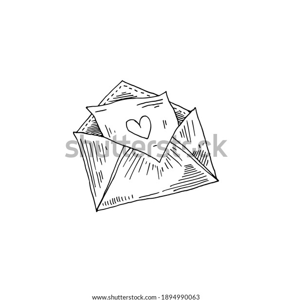 Envelope Letter Heart Sketch Vector Illustration Stock Vector (Royalty ...