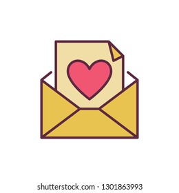 Envelope and Letter with Heart vector creative icon or symbol