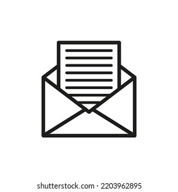 envelope with letter icon. Email icon. Communication, internet concept. Vector illustration. stock image.