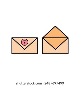 Envelope and letter icon. Envelope symbol for message or email received count and sign message or email has been read