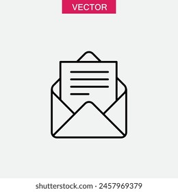 Envelope with letter line icon, Open message symbol flat trendy style illustration for web and app..eps