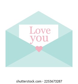 Envelope letter. Love you. Vector illustration