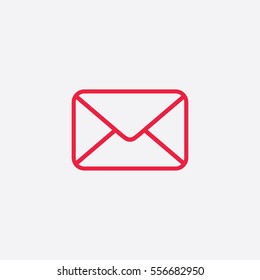 envelope letter mail email line icon red on white background