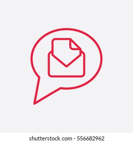 envelope letter mail email line icon red on white background