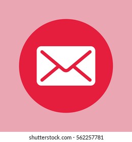 envelope letter mail email white simple icon on red circle