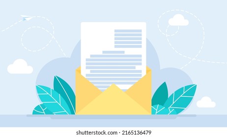 Envelope, Letter, Mail. Emailing concept background. Spam and SMS writing. Lettering. Concept of support, document, counter incoming, mobile apps. Flat style trend modern design. Vector illustration