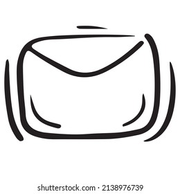 envelope letter, mail notice, vector isolated element in doodle style, black outline, white background, business doodles