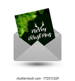 Envelope letter merry christmas, vector illustration
