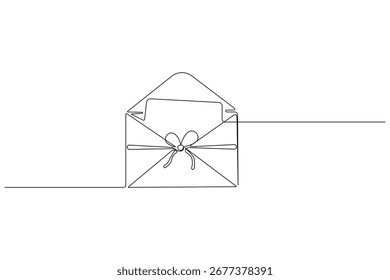 Envelope with a letter minimalist continuous line drawing