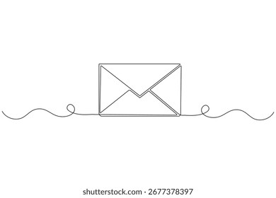 Envelope with a letter minimalist continuous line drawing