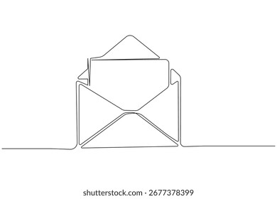 Envelope with a letter minimalist continuous line drawing