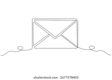 Envelope with a letter minimalist continuous line drawing